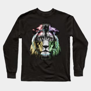 Colorful Lion Cross - high-quality vector graphic lion- lion head Long Sleeve T-Shirt